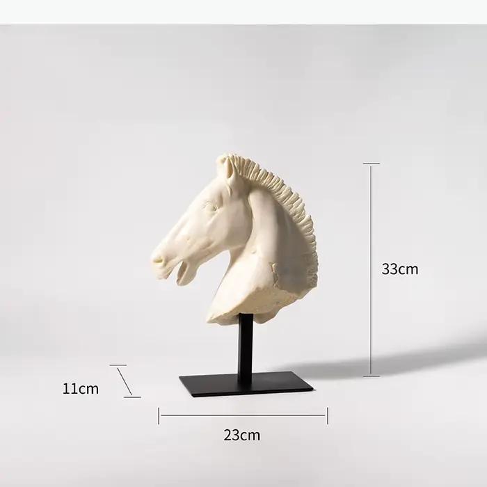Statues de Tête de Cheval Rétro, Ornements de Bureau, Sculpture Créative en Résine d'Animal Cheval d
