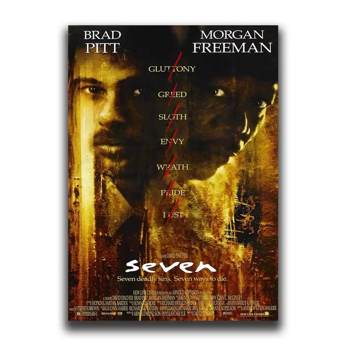 Affiches et images du film Se7en noir rétro, peinture sur toile, art mural, décoration de chambre à 