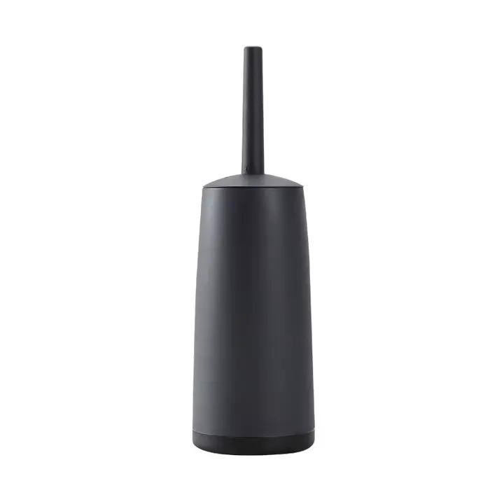 Brosse de toilette au design moderne avec support et couvercle noirs pour brosses de nettoyage de sa
