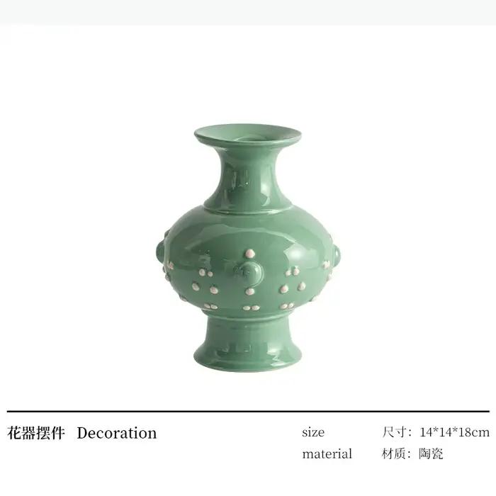 Petit vase en céramique à ouverture étroite, ornement artistique, ustensiles pour fleurs, vases déco