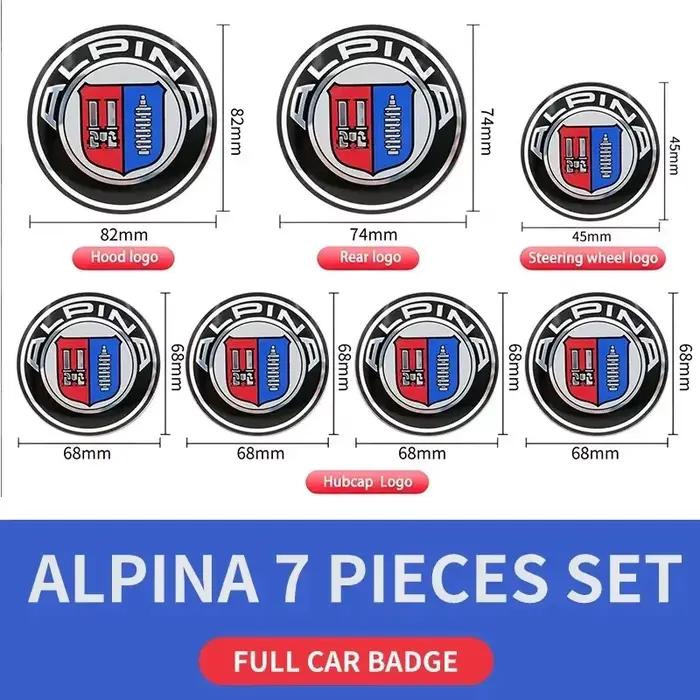 7 pièces accessoires de Logo de voiture emblème de capot avant 82mm + Badge arrière 74mm + capuchon 