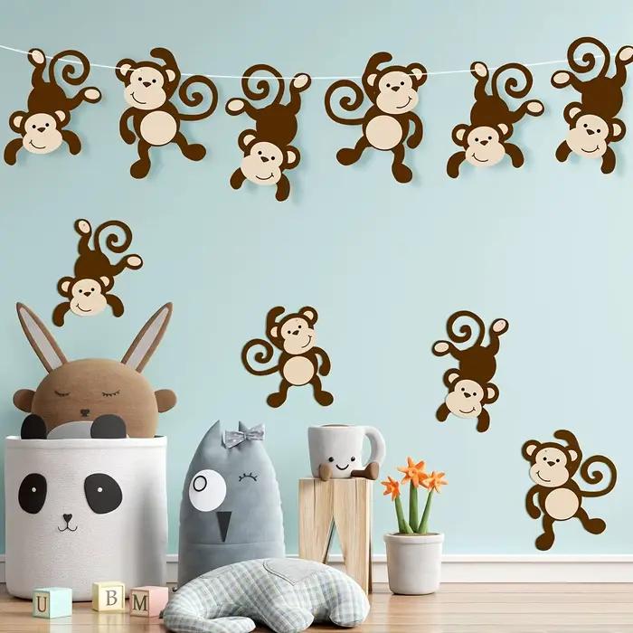 Décorations de fête sur le thème de la jungle : découpes de singes, fournitures de fête forestière, 