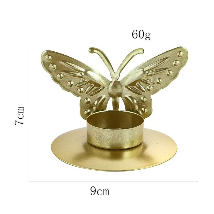 Candelabres Papillon Doré en Fer Forgé Style Vintage, Ornements Artisanaux pour Table, Décorations d