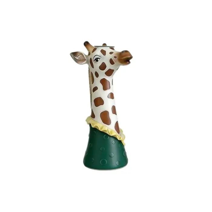 Vase décoratif moderne en vinyle unique, motif girafe enfantine, pour arrangements floraux, design d