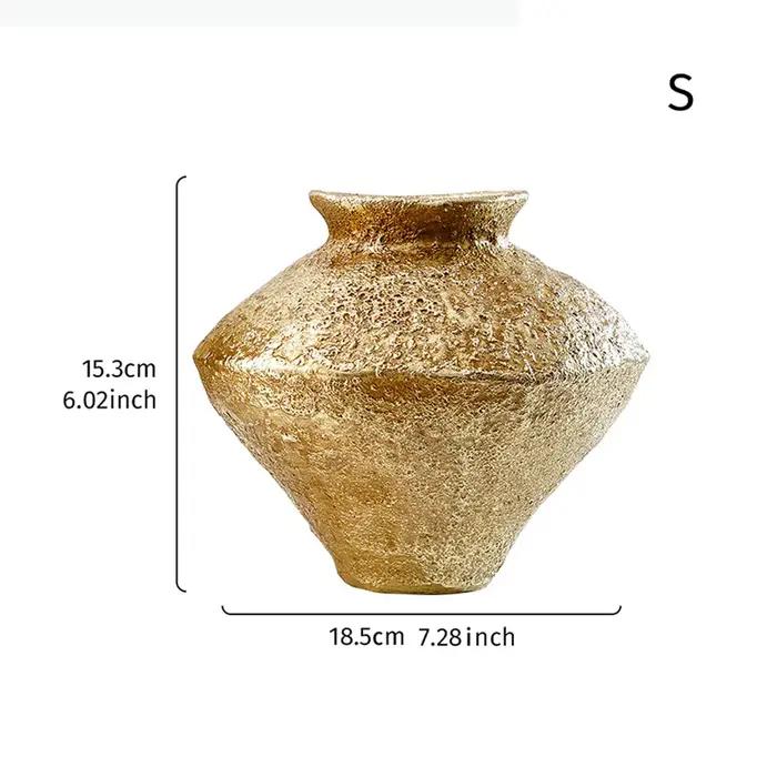 Vase décoratif vintage en résine dorée pour fleurs, ustensiles, fleurs séchées, vases décoratifs, ar