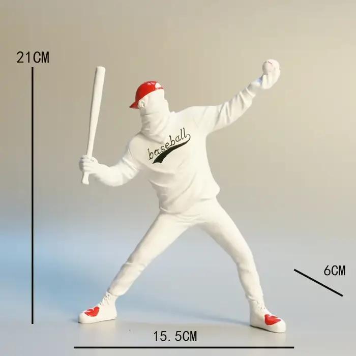 Statue d'art abstrait de rue en résine, figurine de baseball, sculpture, jouet, salle d'étude, décor