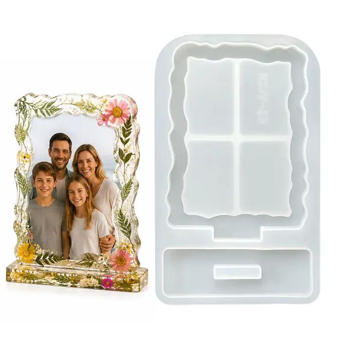 Moule en silicone pour cadre photo ovale en résine, moule DIY pour cadre photo à effet sable mouvant