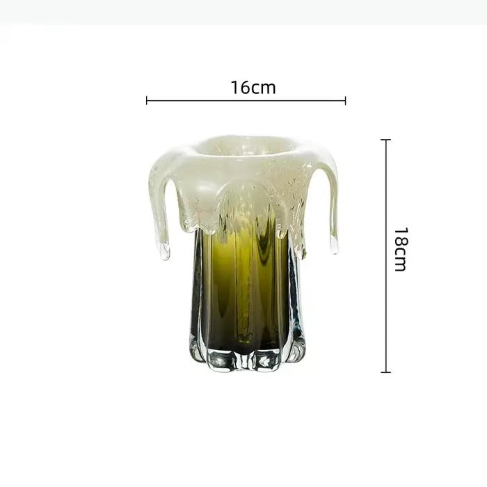 Vase en verre dégradé vert, vase à fleurs en verre liquide, arrangement floral, hydroponie, terrariu