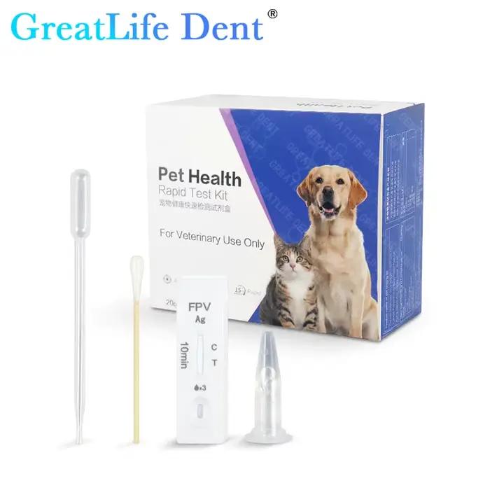 Diagnostic vétérinaire Greatlife Dent - 20 ensembles de réactifs de détection d'angence canine Parvo