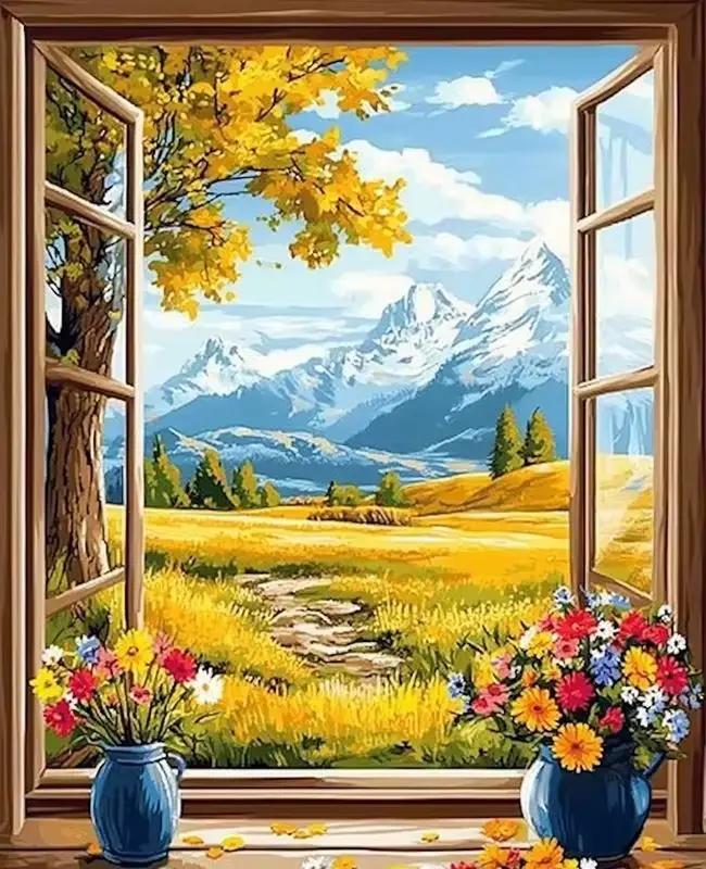 Kit complet d'accessoires pour peinture au diamant, peinture de décoration de paysage intérieur, dia