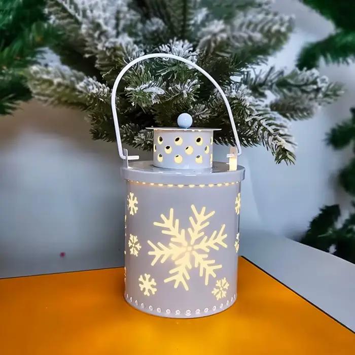 Lanternes de Noël vintage avec lumière LED, décorations de Noël, décoration festive pour la maison, 