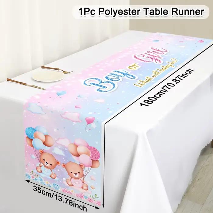 Genre ​ Décorations de fête de révélation du sexe du bébé, fournitures de décoration, bannière ours 