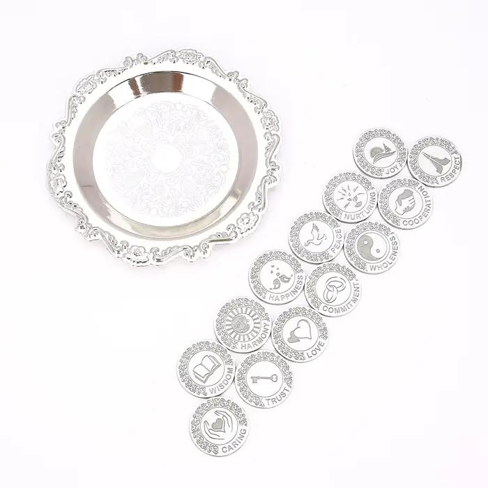 Arras de mariage personnalisés avec assiette ronde, ensemble cadeau Arras de Boda pour cérémonie de 