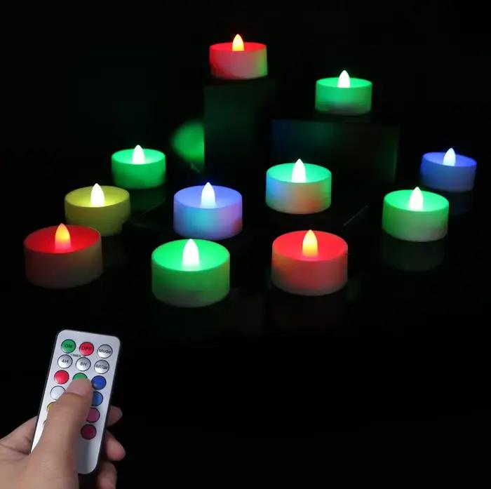 Bougies LED sans flamme, lumières LED changeantes de couleur, télécommande et minuterie, lampe d'amb