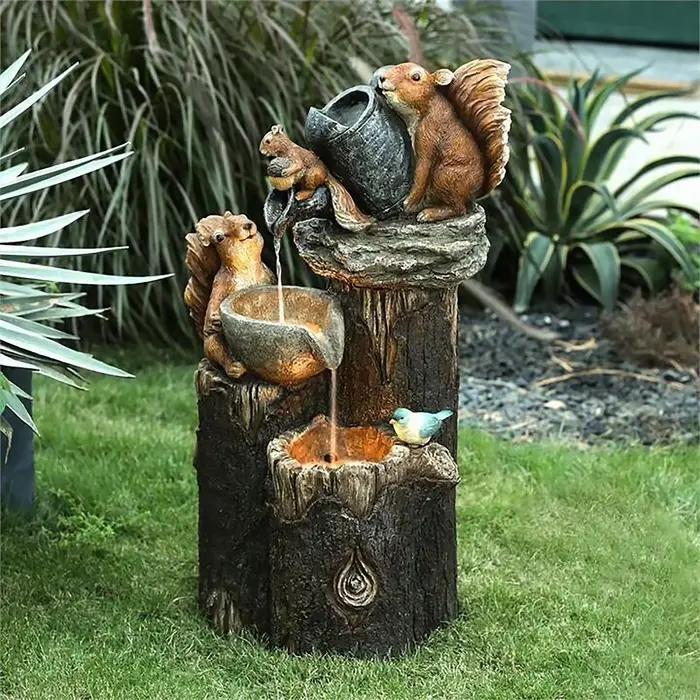 Statue d'animaux en résine, écureuil d'eau, canard, sculpture d'extérieur, décoration de jardin, orn