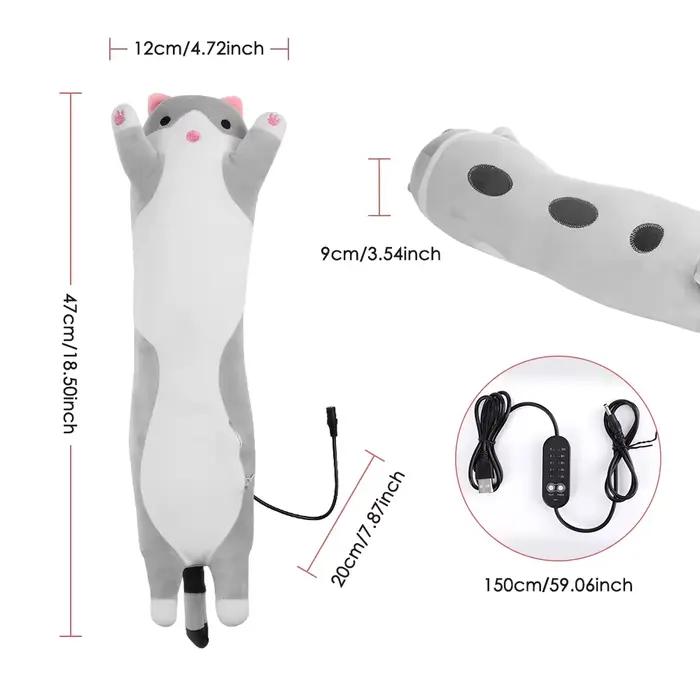 Coussin chauffant en peluche mignon en forme de chat avec recharge USB, coussin chauffant électrique
