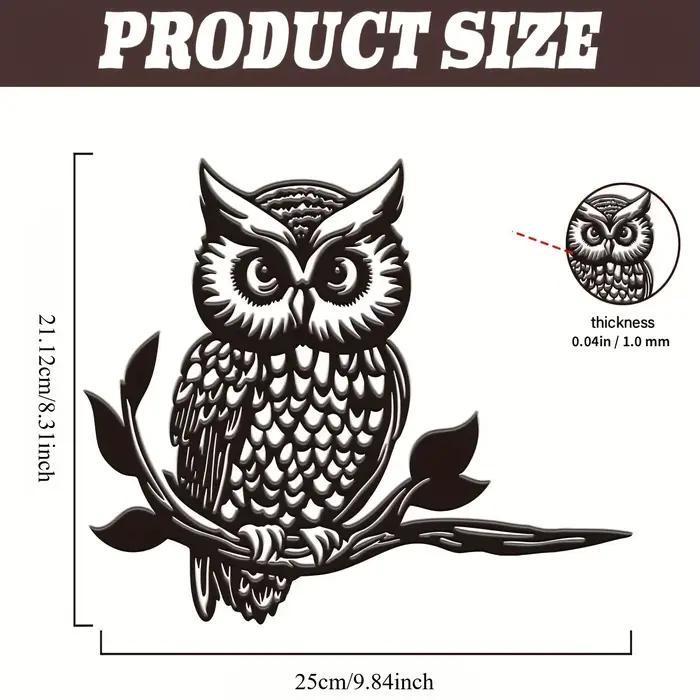 Statue de jardin en métal en forme de hibou, 1 pièce, décoration extérieure en silhouette noire avec