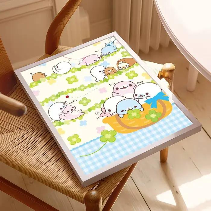 Kawaii dessin animé Mamegoma mignon bricolage affiche collante papier blanc imprime affiches œuvre V
