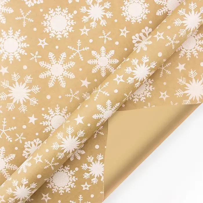 Papier d'emballage décoratif marron, rouleau de papier cadeau de noël, emballage Kraft rétro arbre d