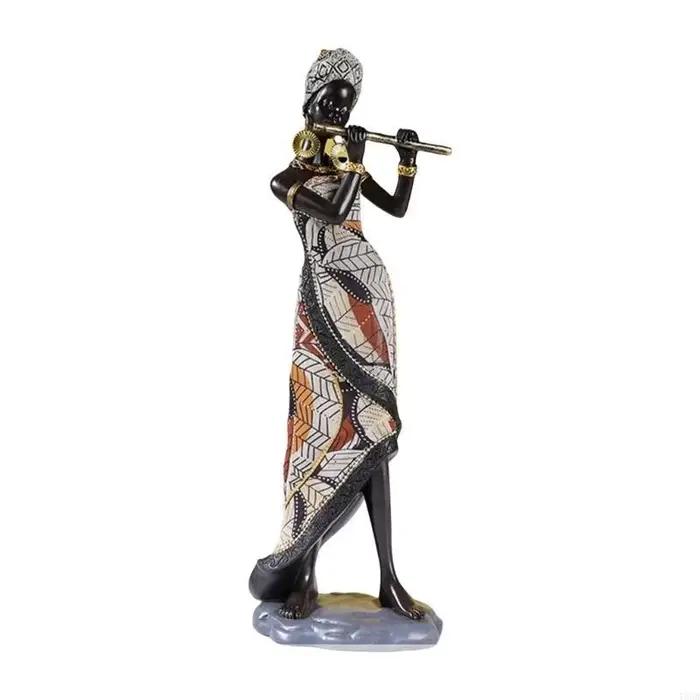 African Lady Statue Collectible Figurine Tribal Sculpture Decors vintage