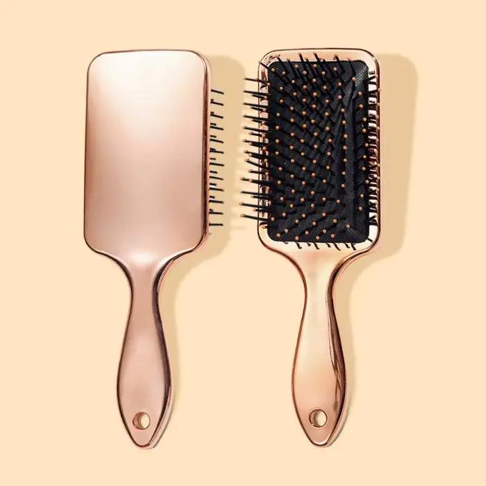 Peigne électroplaqué 1 pièce pour femmes, pour masser le cuir chevelu, ajoute du volume et lisse les
