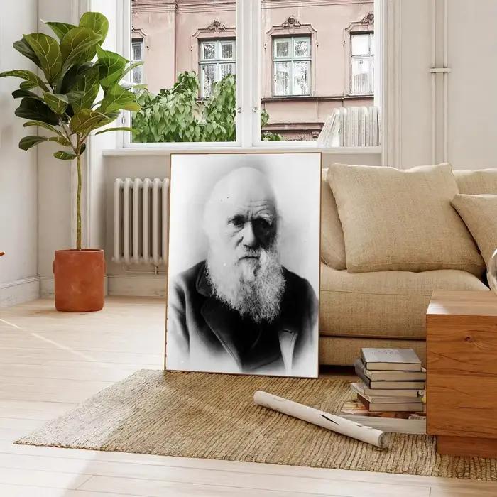 Affiche d'art sur toile de Charles Darwin, impression d'image murale, décor de chambre familiale mod