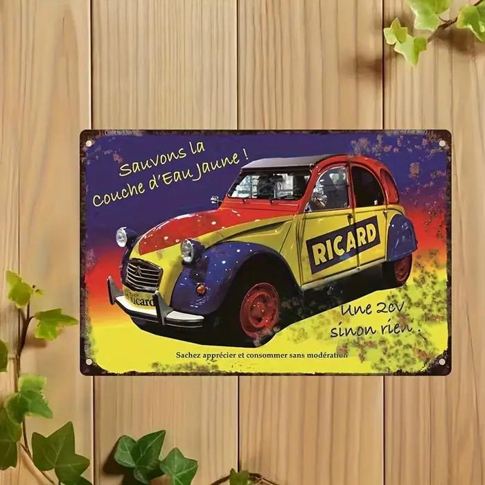 Voiture vintage en métal Ricard, style décontracté moderne, structure en fer, décoration de garage, 