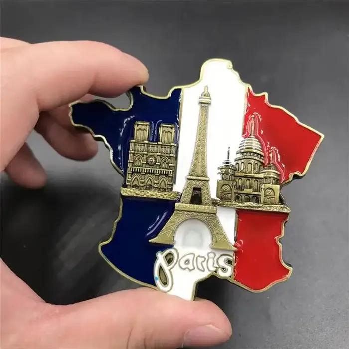 Autocollant de réfrigérateur Carte de France, Souvenir Touristique Européen, Aimants 3D en Résine po