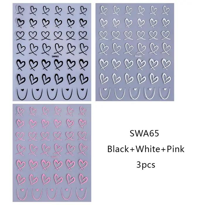 Autocollants 3D du Jour de Léon pour Nail Art, Décalcomanies Adhésives pour Ongles, Lignes Noires, B
