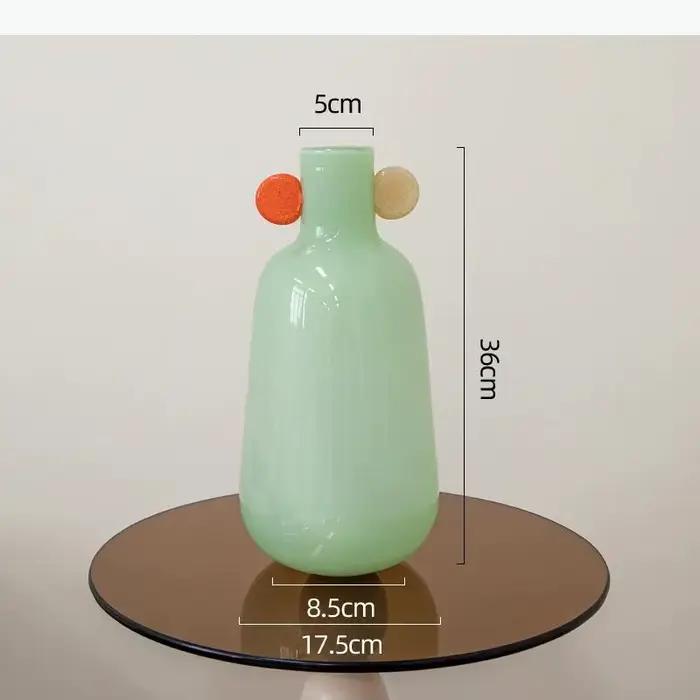 Vase en verre bleu-vert, pots de plantes colorés, décoration de table, arrangement de fleurs, vases 