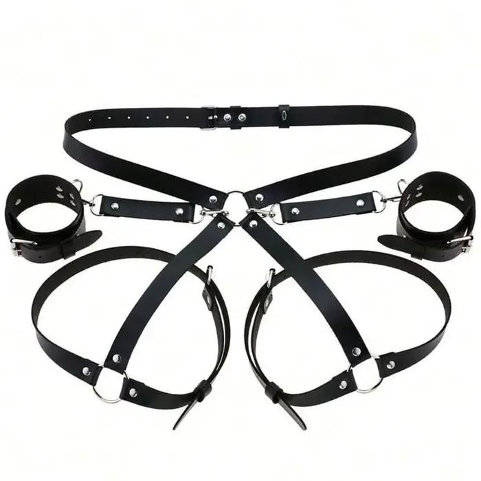 Manette jouet en cuir PU, sangle de retenue, menottes de Bondage, sangle de liaison, ensemble BDSM, 