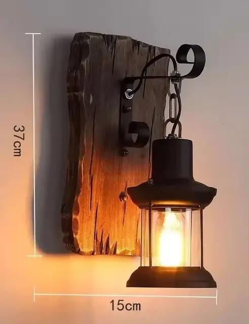 Applique Murale LED en Bois de Style Industriel, Luminaire Décoratif d'Nik, Idéal pour un Salon, une