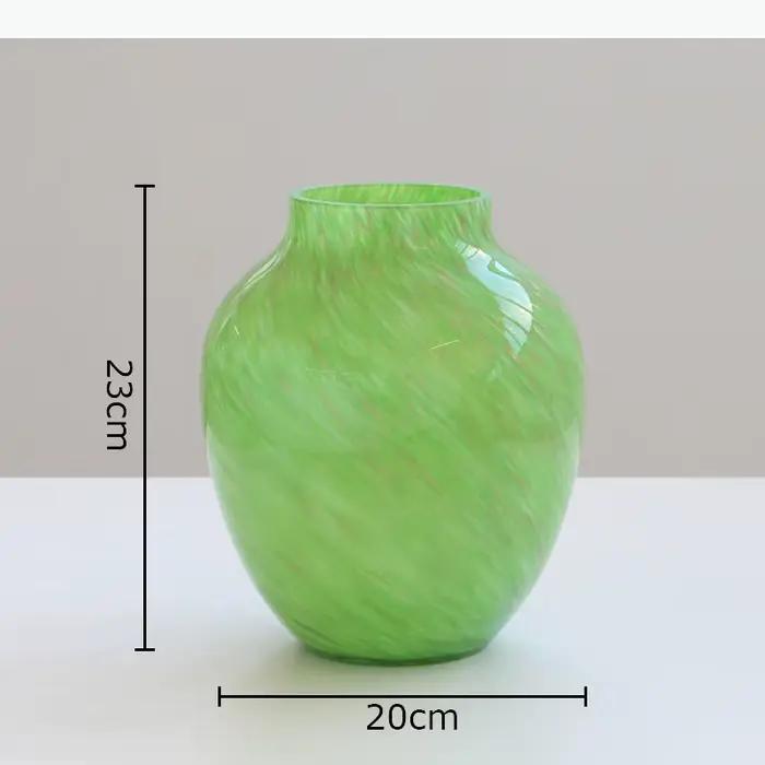 Vase en verre vert peint, artisanat créatif, pots à fleurs, décoration de table, arrangement de fleu