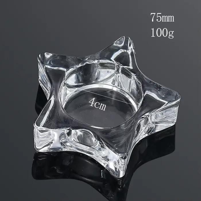 Bougeoir en verre cristal pentagramme, style romantique rétro, transparent, ornement de table, centr