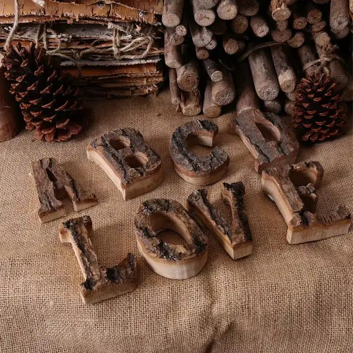 Lettres en bois décor à la maison Alphabet numéro bricolage maison Bar fête décoration Vintage natur