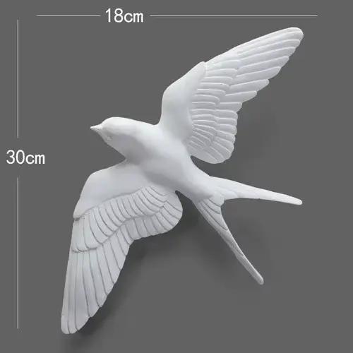 Décoration murale d'oiseau tridimensionnel blanc européen, hirondelle murale suspendue, ornements d'