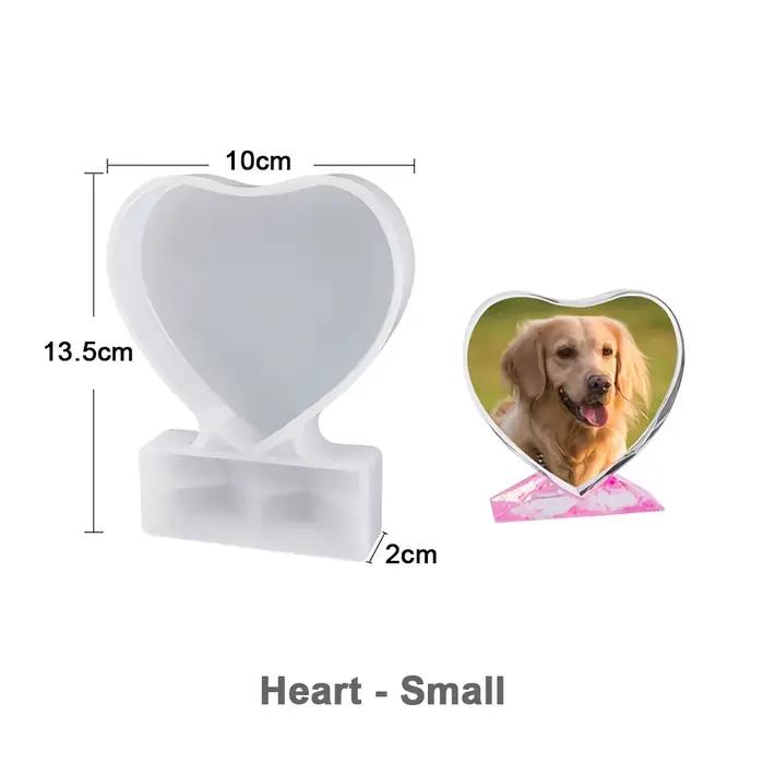 Moule en silicone époxy pour cadre photo en forme de cœur et carré, idéal pour la création de bijoux