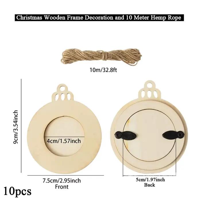 Cadre Photo de noël en bois inachevé, 10 pièces, ornement suspendu pour Photo, ensemble de peinture 