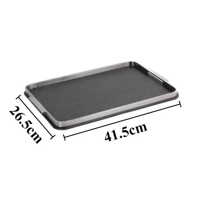 Plateau en métal et cuir, plateau de rangement de luxe moderne, plateaux de bureau décoratifs pour l