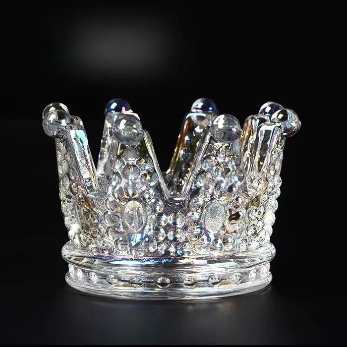 Bougeoir en verre avec couronne en cristal européen, chandelier parfumé, décoration de la maison