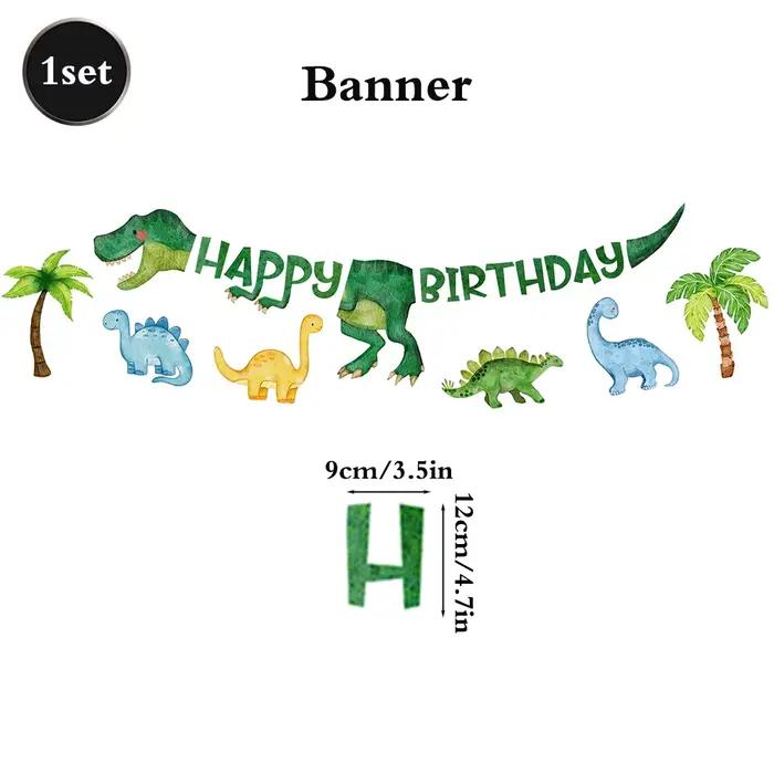 Bannière Joyeux Anniversaire Dinosaure, Guirlande Dino Aquarelle, Décoration de Fête Jungle Safari, 