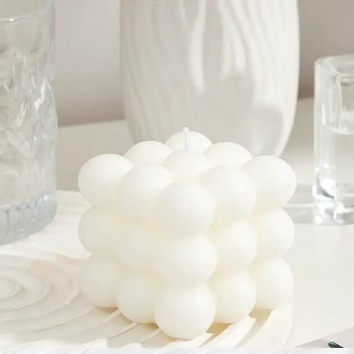 Bougie cube à bulles en cire de soja, décoration d'intérieur, bougie parfumée, cadeau pour invités, 