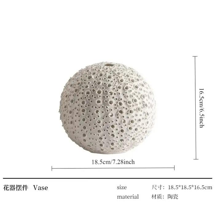Vase circulaire en céramique corail ajouré, récipient pour fleurs séchées, conteneur pour arrangemen