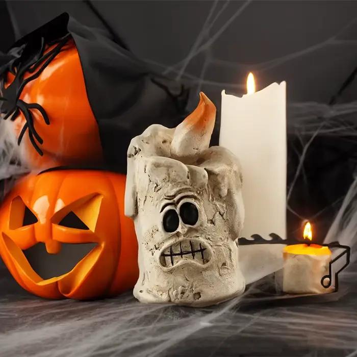 Décoration de Scène d'Halloween, Tête de Citrouille, Fantôme, Jeu de Marée, Ornements en Résine, Déc