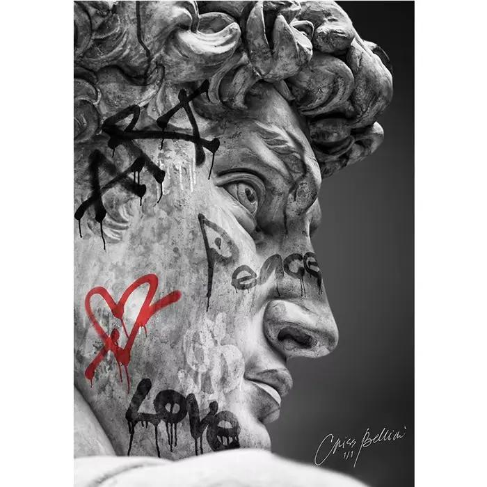 Statue de David, Art Graffiti, Peinture sur Toile, Sculpture Tête de David, Affiches et Impressions,