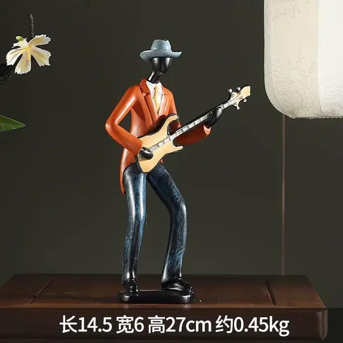 Ensemble de Statues de Musiciens en Résine de Luxe, Sculpture Abstraite Élégante pour Bibliothèque e