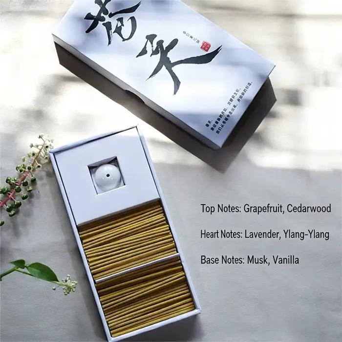 Bâtonnets d'encens courts de style japonais, encens naturel aux herbes, parfum boisé d'intérieur, pu