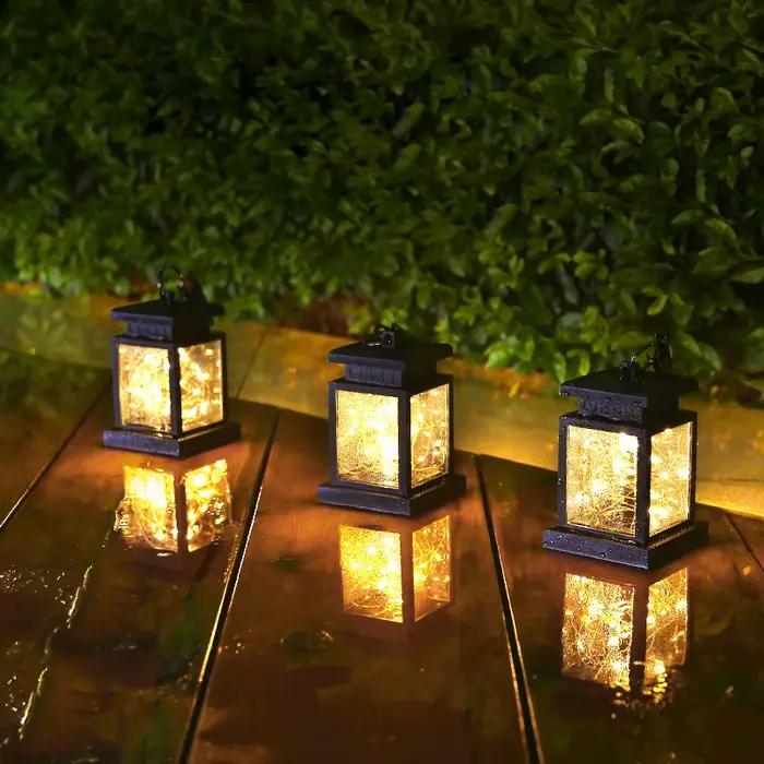 Lanterne solaire bougie extérieure étanche à énergie solaire suspendue fée chaîne lumière pour Patio