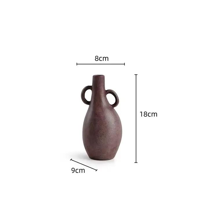 Vase en céramique aux formes géométriques irrégulières, vase à fleurs en grès, artisanat d'art vinta