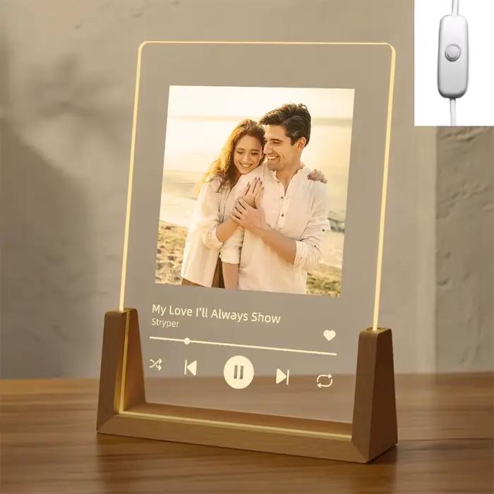 Photo personnalisée musique veilleuse Portrait personnalisé lampe acrylique avec chanson anniversair